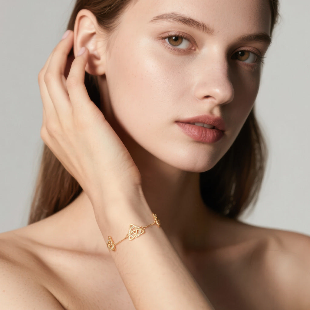 Celtic Knot Bracelet For Women In Copper Featuring A Golden Finish