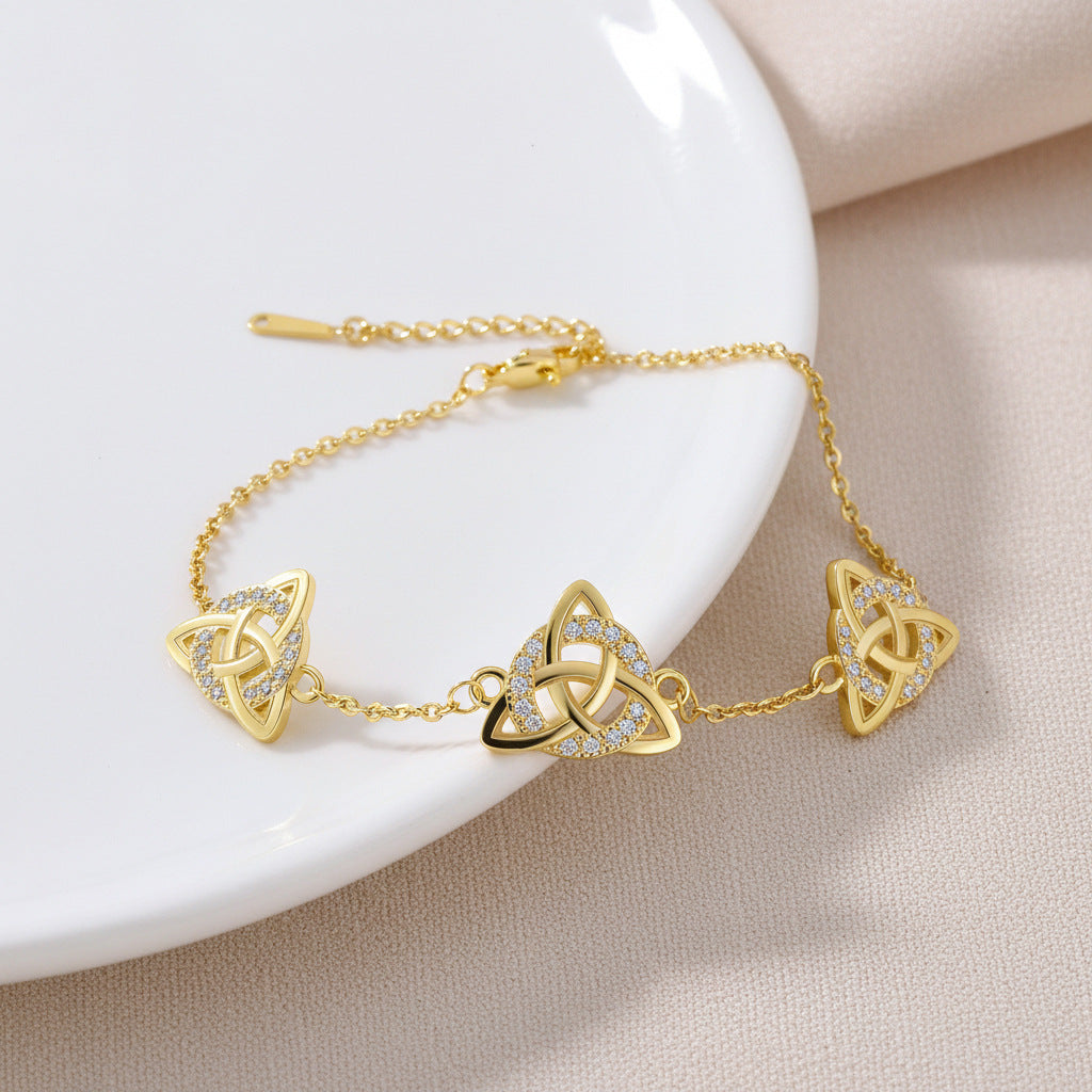 Celtic Knot Bracelet For Women In Copper Featuring A Golden Finish