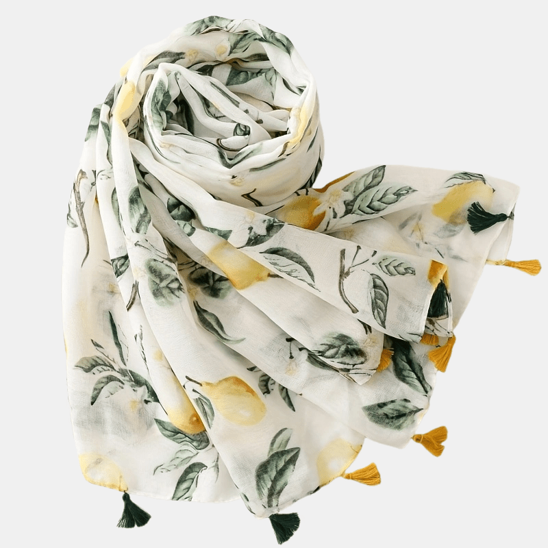 Lemon Tree Scarf - Soft Breathable Polyester Shawl Suitable for, Beach Vacations & Casual Outfits - Lightweight Lemon Tree Print, /Korean Style Accessory (Plant)
