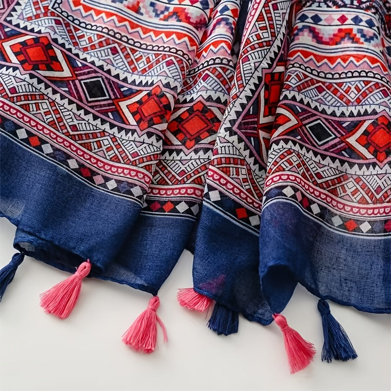 Indian Bohemia pattern and  Style Geometric Shawl for Women, Perfect for Travel And Fashion