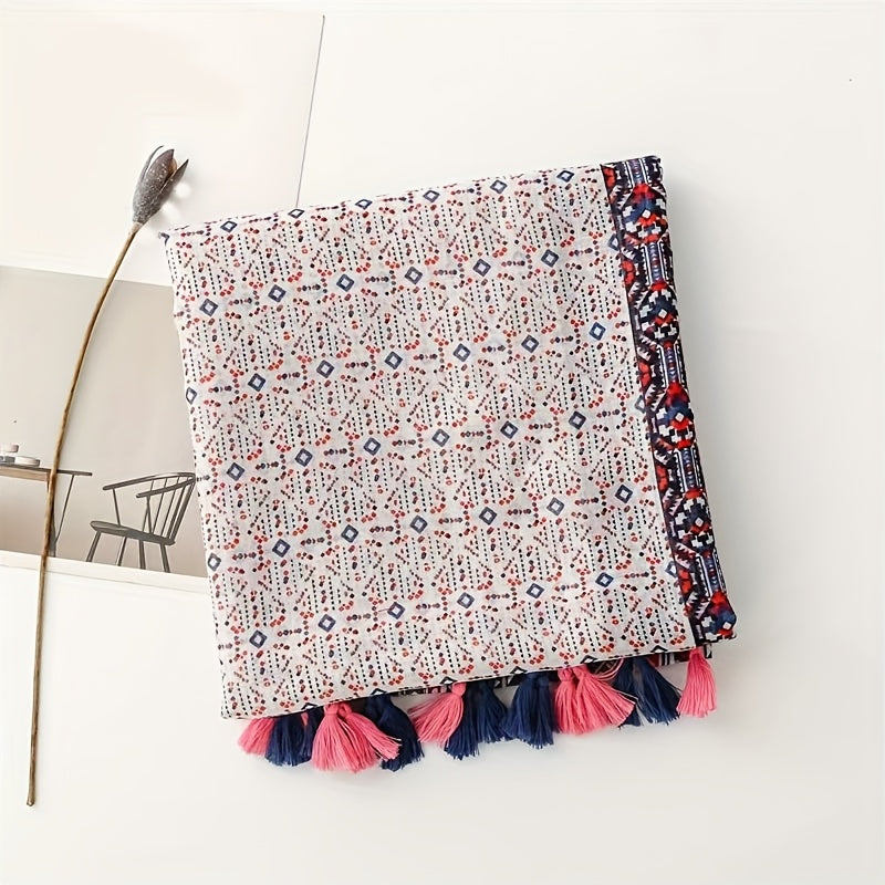 Indian Bohemia pattern and  Style Geometric Shawl for Women, Perfect for Travel And Fashion