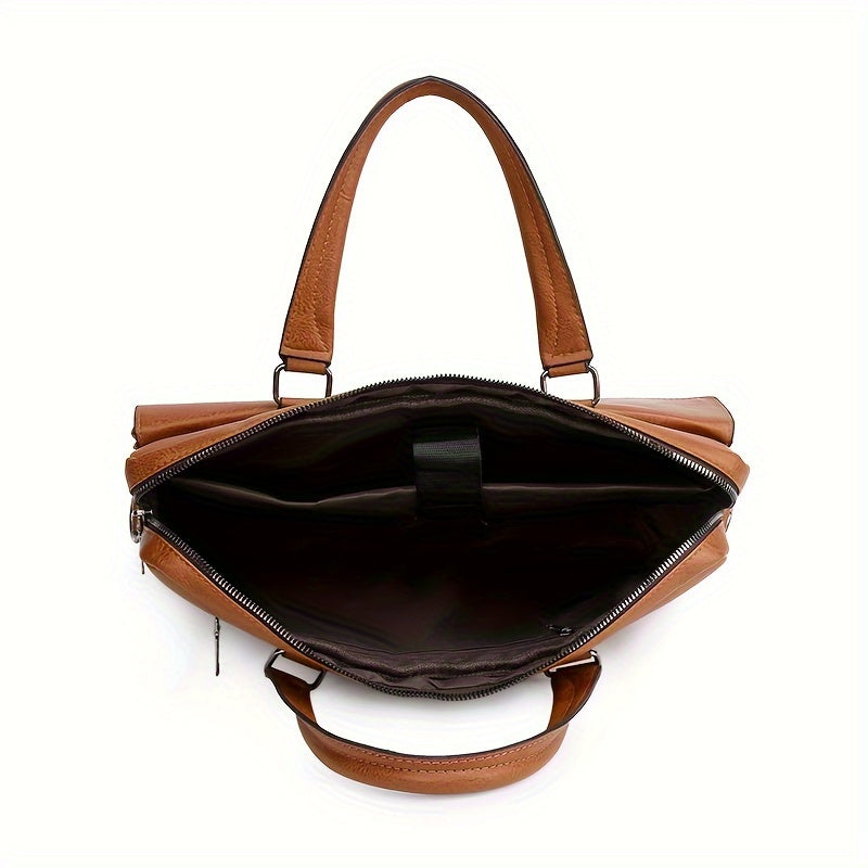 SŪTRA I सूत्र  Men's Vintage Brown Business Briefcase - Adjustable Shoulder Strap, Multiple Compartments, Zippered File Folder Laptop and Tablet Messenger Bag, Suitable for 14-inch Laptops, Men's Crossbody Bag, Perfect for Work Travel, Office Ready