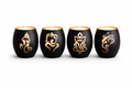 Elegant Ganesha Black Candle Holders- Tabletop Glass Elephant Trunk God Decor for Living Room & Foyer, Wedding & Festive Decoration, Diwali, Hanukkah & Kwanzaa Celebrations (4-PCS)