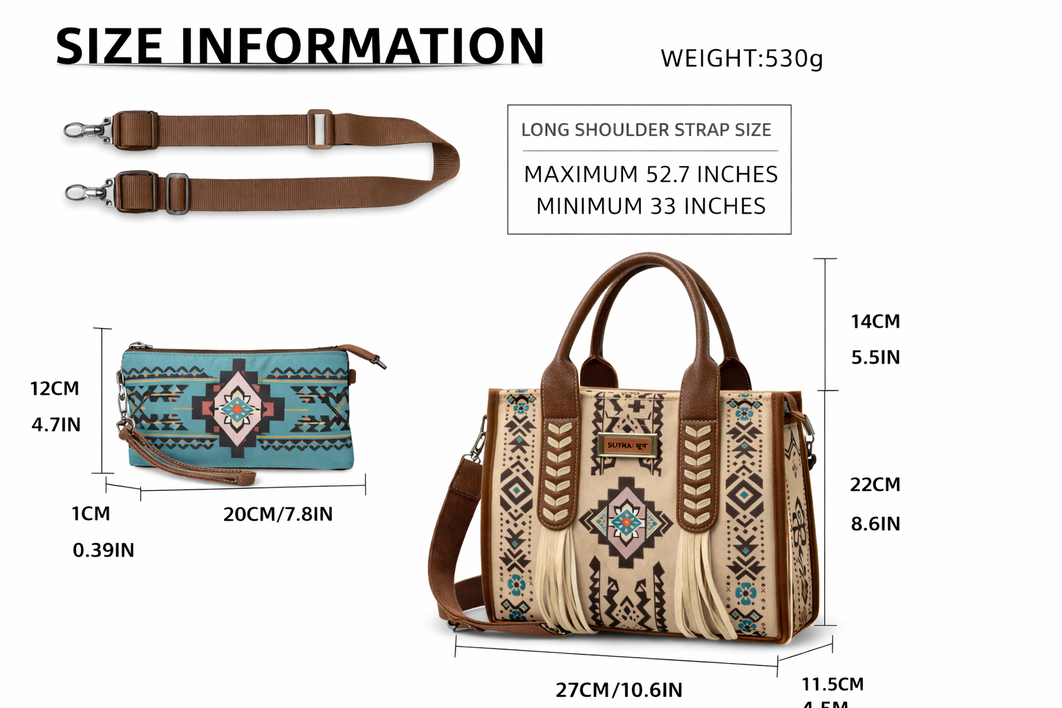 Boho Tote Bag Women | Aztec Canvas Handbag | Ethnic indian Shoulder Bag | Western Fringe Purse | Everyday Stylish Tote