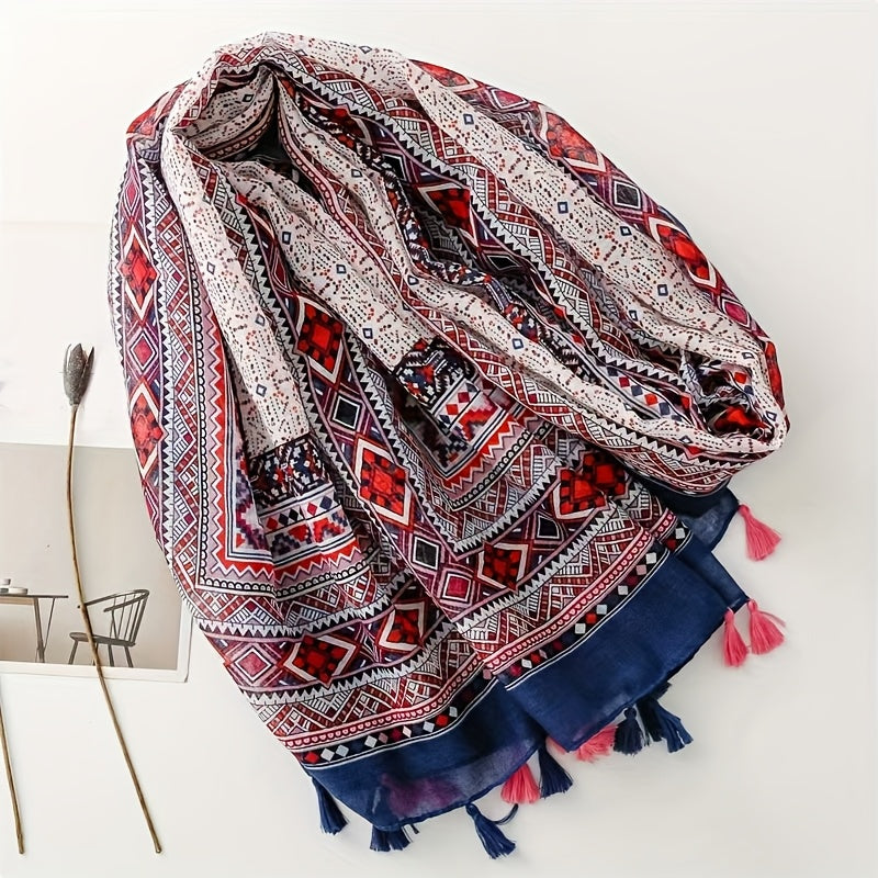 Indian Bohemia pattern and  Style Geometric Shawl for Women, Perfect for Travel And Fashion