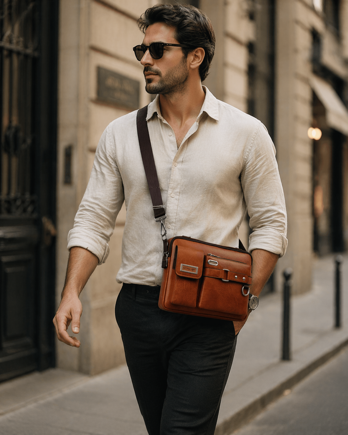 SŪTRA I सूत्र Men's Lightweight Briefcase Bag - Adjustable Strap Single - office use