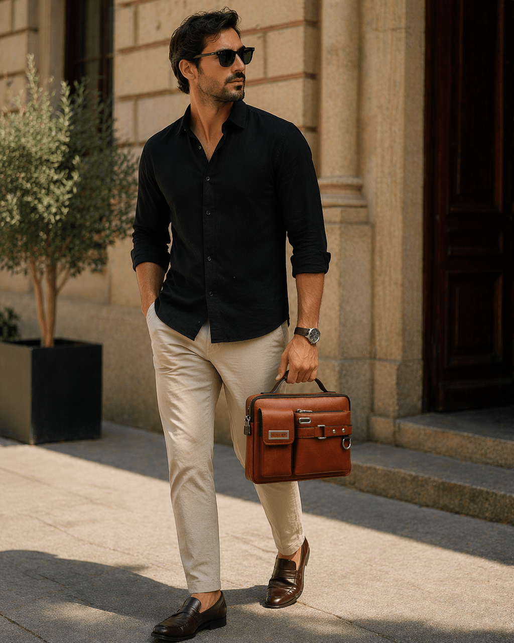 SŪTRA I सूत्र Men's Lightweight Briefcase Bag - Adjustable Strap Single - office use