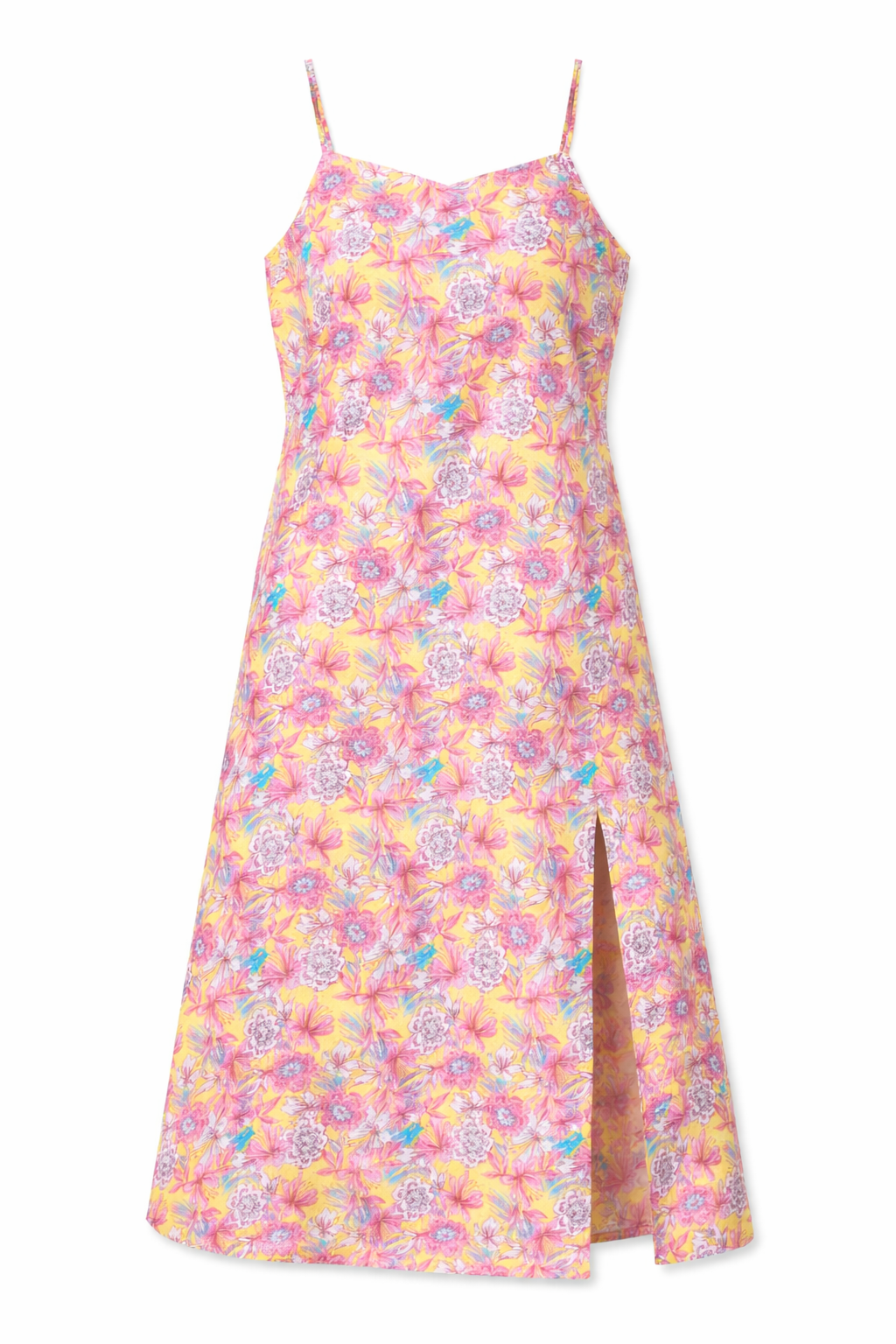 Floral Cotton Midi Dress for Women | Summer Boho Casual Dress | Lightweight Sleeveless Sundress with Side Slit | Vacation & Daily Wear Outfit