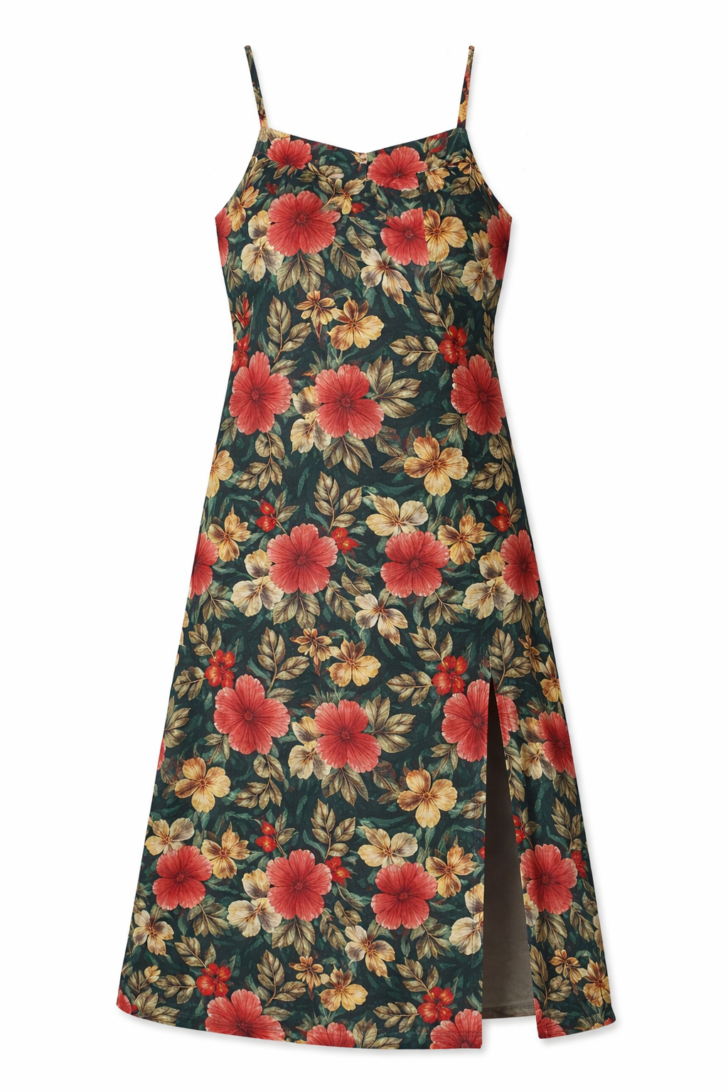 Floral Cotton Midi Dress for Women | Summer Boho Casual Dress | Lightweight Sleeveless Sundress with Side Slit | Vacation & Daily Wear Outfit