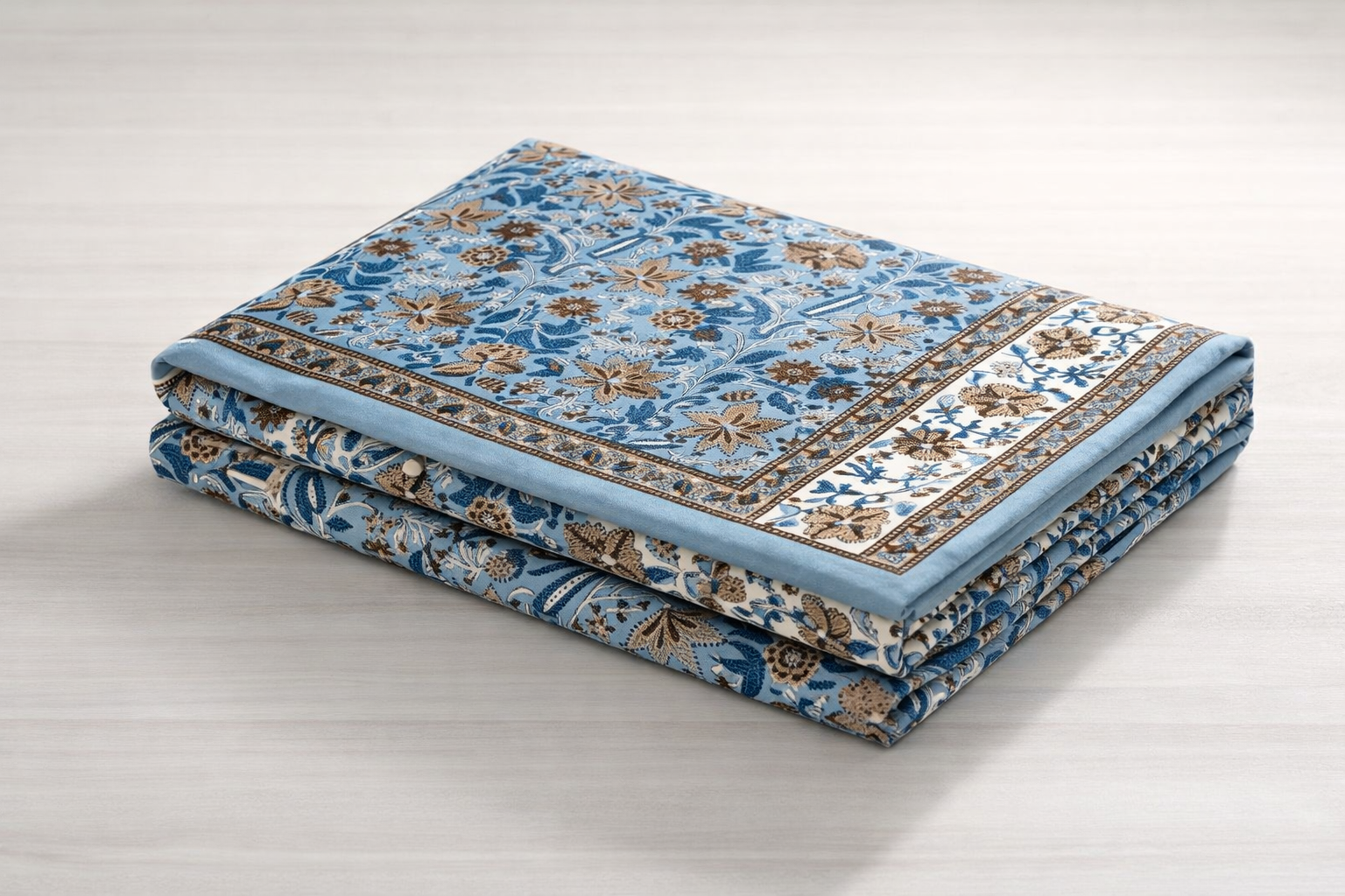 Premium Kalamkari Cotton Fitted Bedsheet Set – 95x108 Inch (241x274 cm) Handcrafted Block Print | Includes 2 Pillow Covers