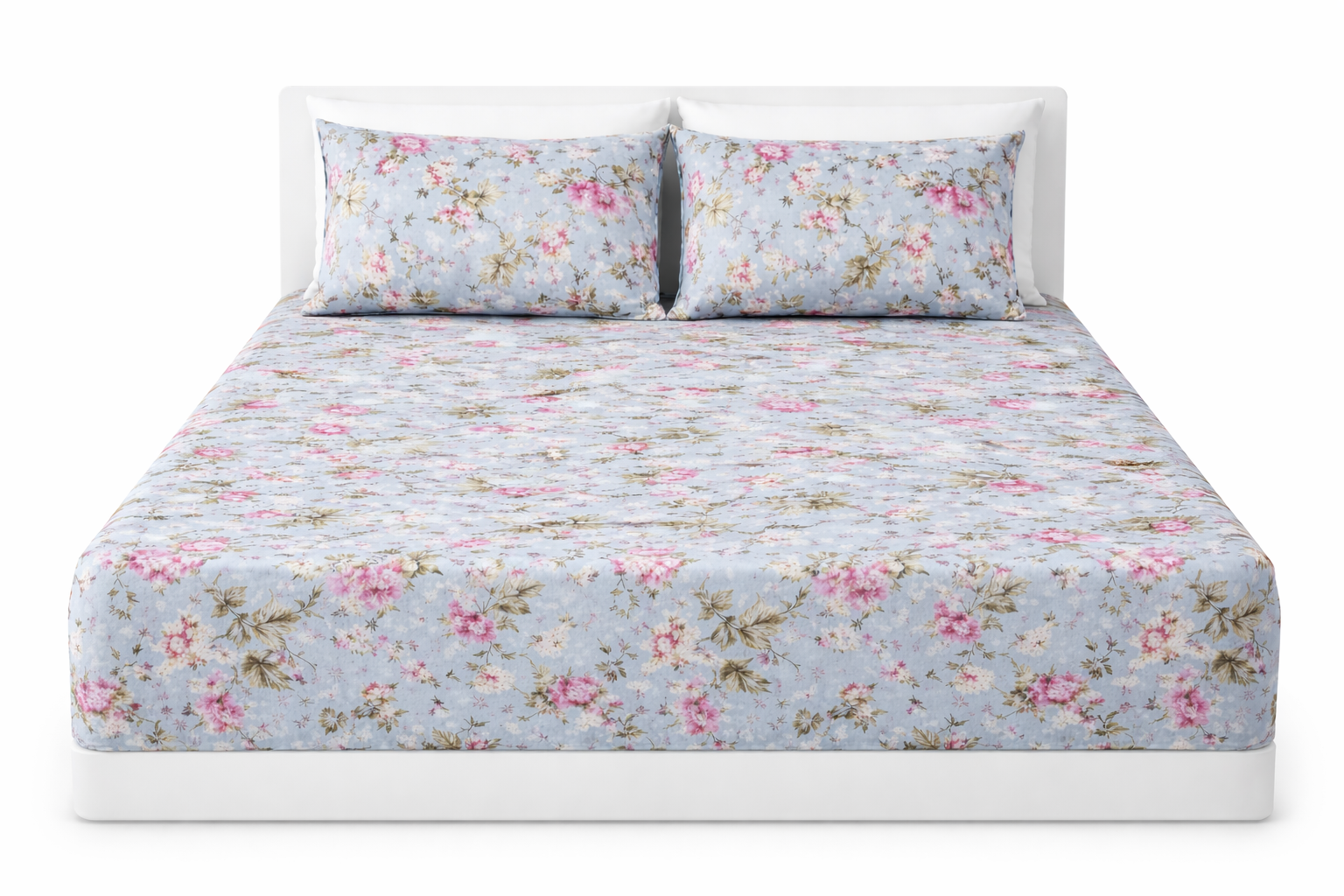 Premium Aboli Nature Cotton Fitted Bedsheet Set – 100x108 Inch (254x274 cm) Handcrafted Block Print | Includes 2 Pillow Covers