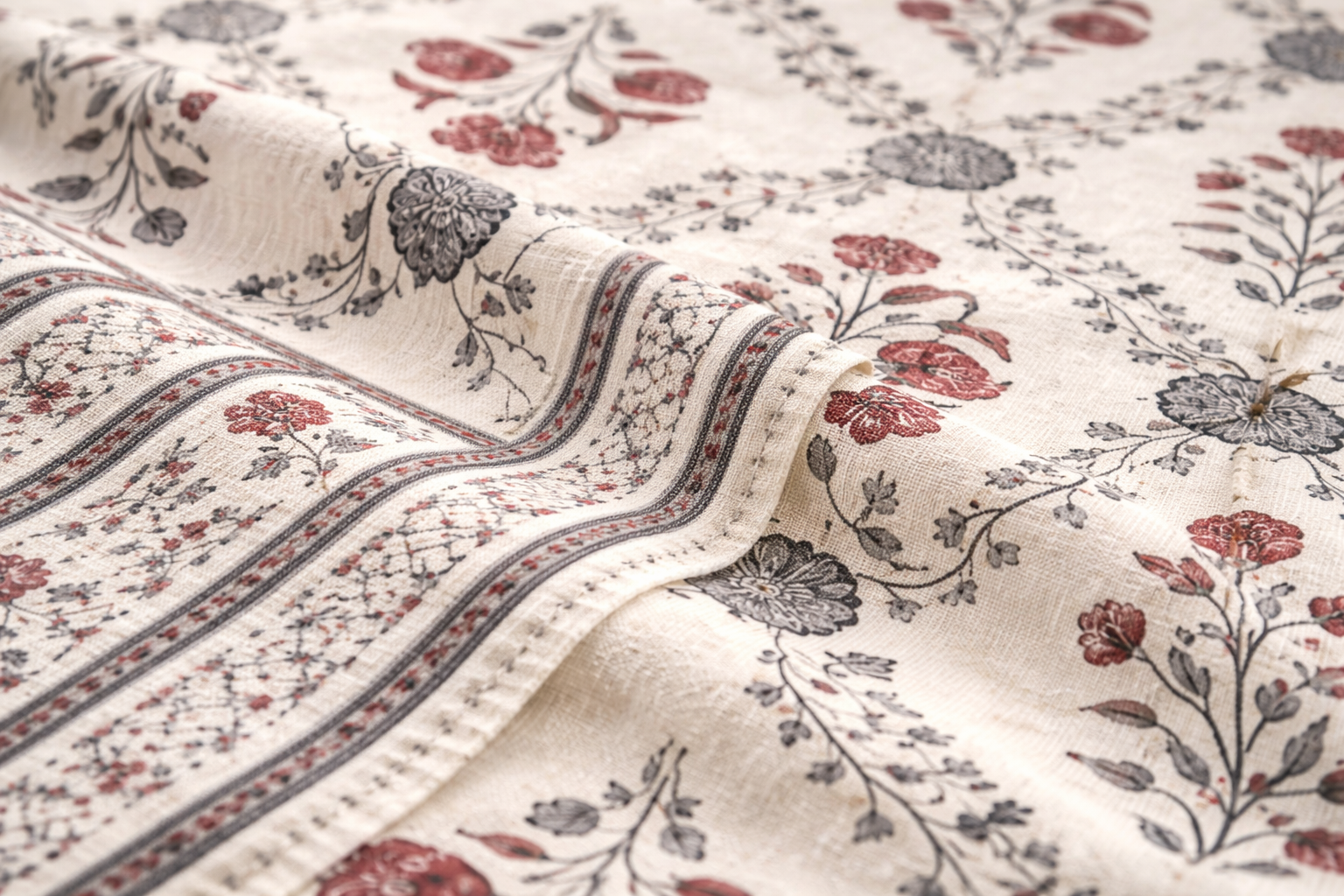 Premium Azrakh Nature Cotton Fitted Bedsheet Set – 110x110 Inch (280x280 cm) Handcrafted Block Print | Includes 2 Pillow Covers