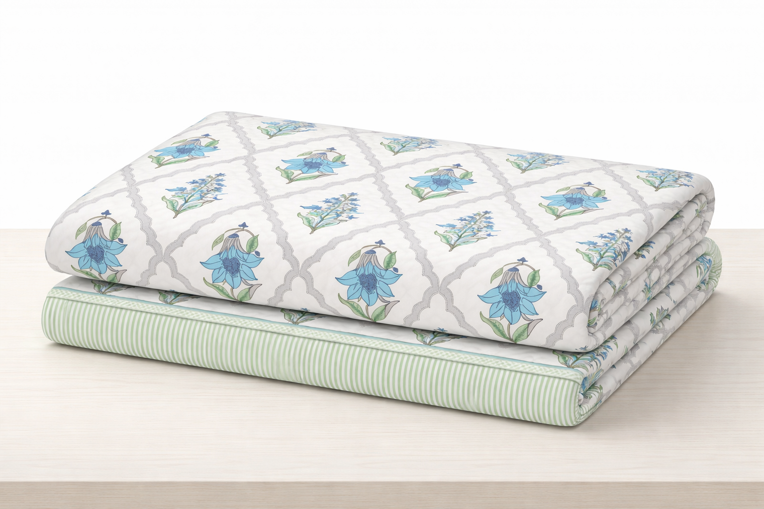 Premium Hastkala Cotton Fitted Bedsheet Set – 110x110 Inch (280x280 cm) | Handcrafted Block Print | Includes 2 Pillow Covers