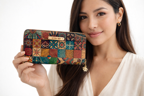 Cross-Border PU Ethnic Style Multifunctional Long Wallet with Wood Grain Pattern, Large Capacity, Multiple Card Slots, Artistic Vintage Wood Grain Women's Clutch Wallet