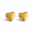 Women's Stainless Steel Oil Pressure Earrings Geometric Pattern Irregular Surface Relief Vintage Design High-End Feeling