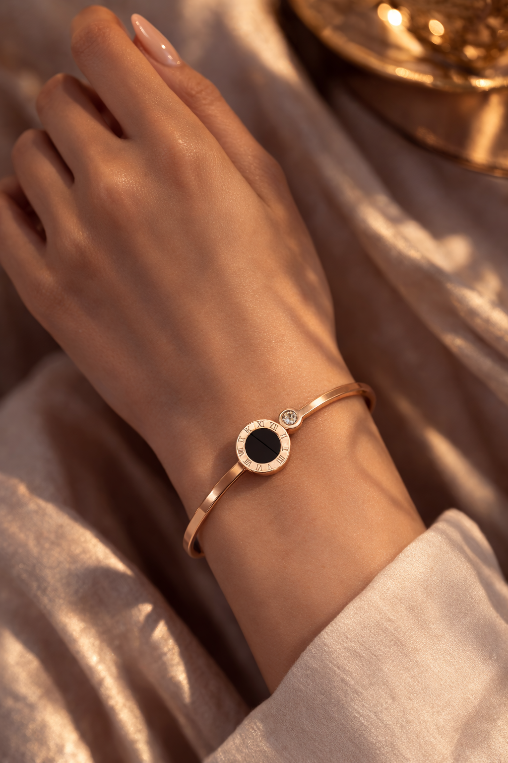 Stainless Steel Material Furnace Vacuum Electroplated Bracelet Fashionable Non-Fading Clasp Type Acrylic Rhinestone Elegant Luxurious Classic Style Bracelet