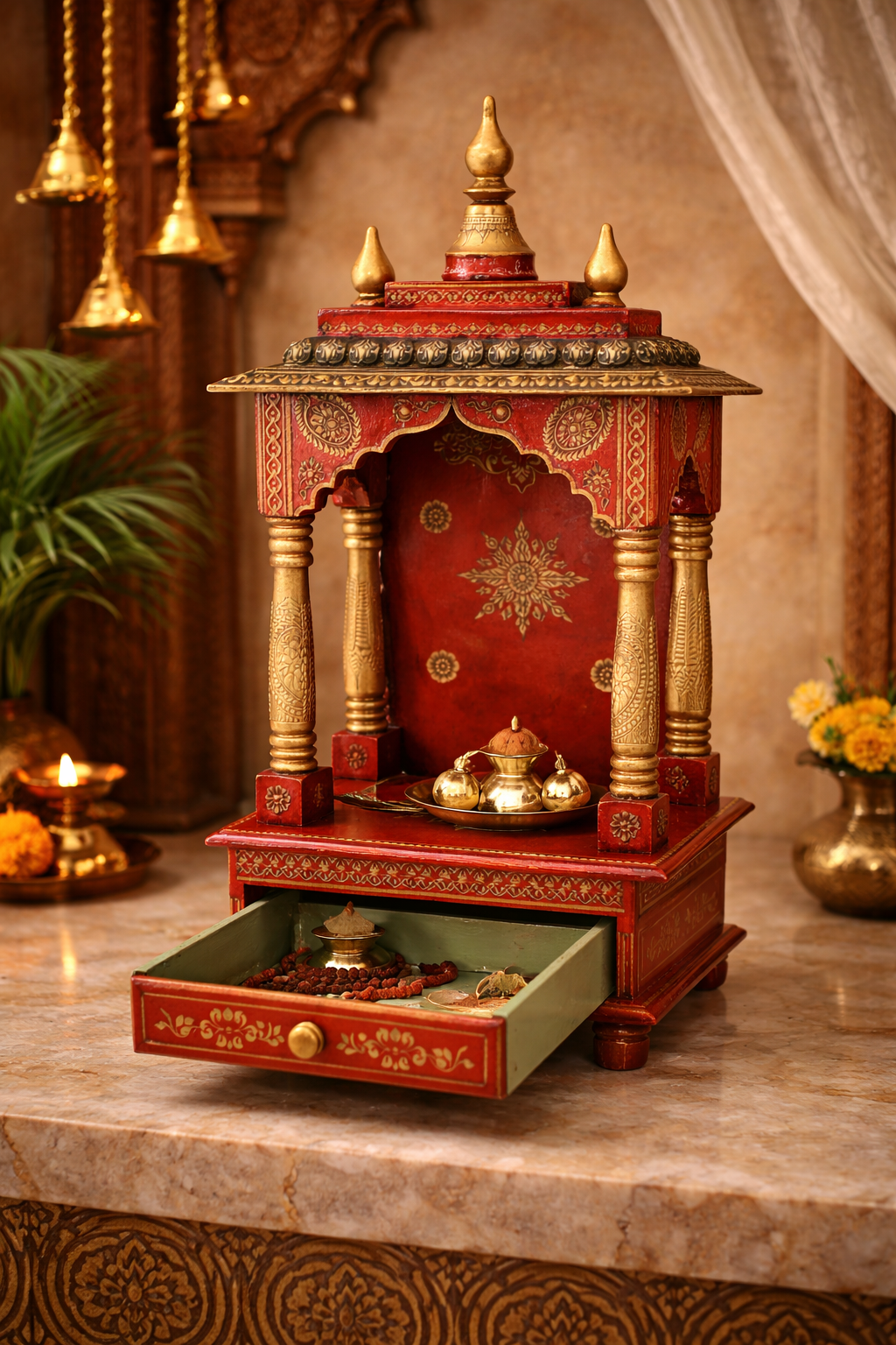 Mandir Temple Colour Emboss 11x11x24 inch