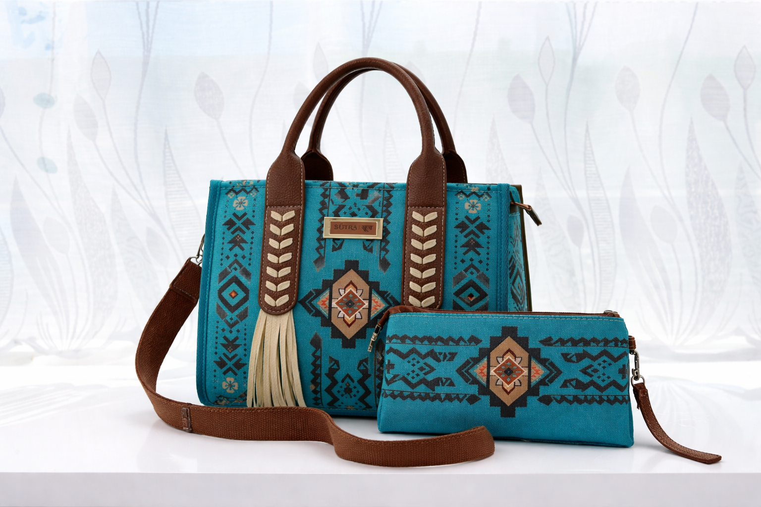 Boho Tote Bag Women | Aztec Canvas Handbag | Ethnic indian Shoulder Bag | Western Fringe Purse | Everyday Stylish Tote