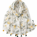 Lemon Tree Scarf - Soft Breathable Polyester Shawl Suitable for, Beach Vacations & Casual Outfits - Lightweight Lemon Tree Print, /Korean Style Accessory (Plant)