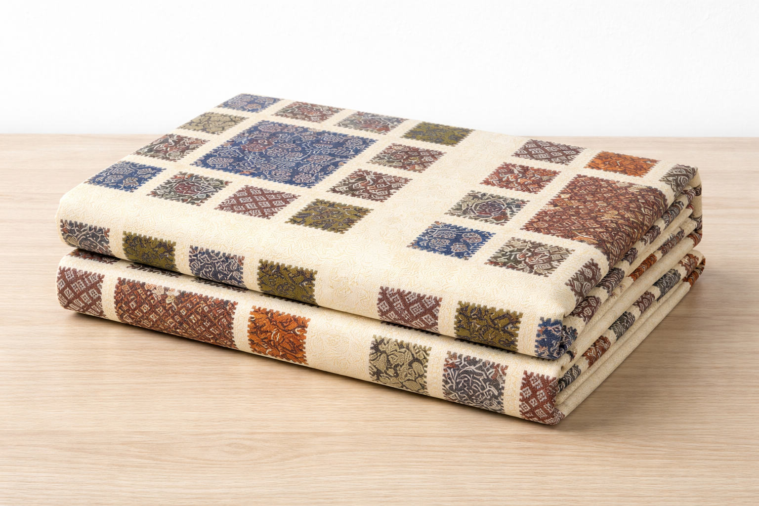 Premium Azrakh Cotton Fitted Bedsheet Set – 110x110 Inch (280x280 cm) | Handcrafted Block Print | Includes 2 Pillow Covers