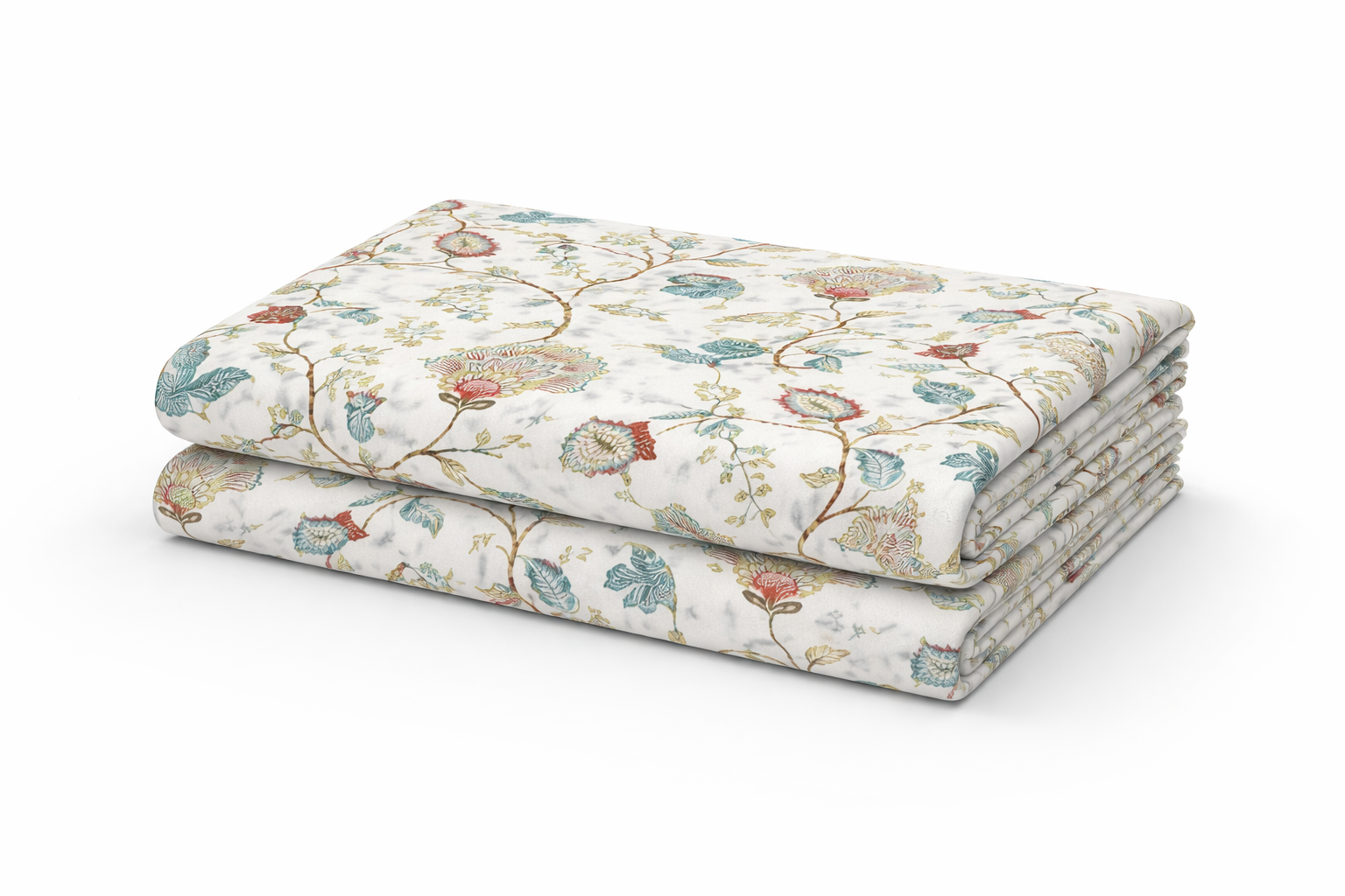 Premium Anokhi Nature Cotton Fitted Bedsheet Set – 108x108Inch (274x274 cm) Handcrafted Block Print | Includes 2 Pillow Covers