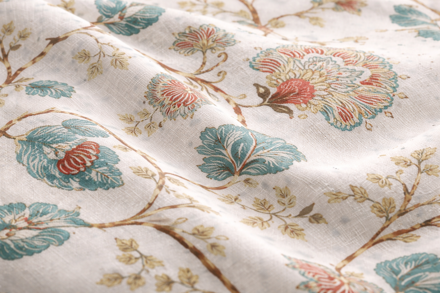 Premium Anokhi Nature Cotton Fitted Bedsheet Set – 108x108Inch (274x274 cm) Handcrafted Block Print | Includes 2 Pillow Covers