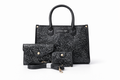 Light Luxury Leather 3pcs Set Fashion Print Large Capacity Handbag Tote Bag Trendy Vintage Shoulder Bag Daily Commute Crossbody Bag for women with Coin Purse and Card Holder