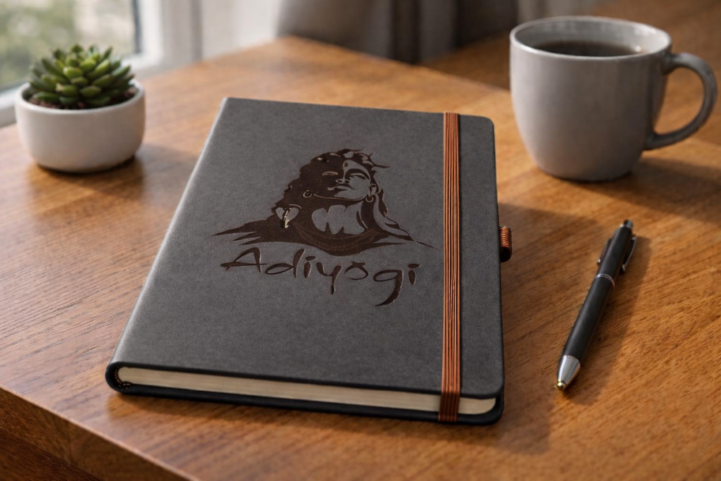 A5 Brown Softcover Ruled Notebook with Shiva Adiyogi Spiritual Artwork Journal