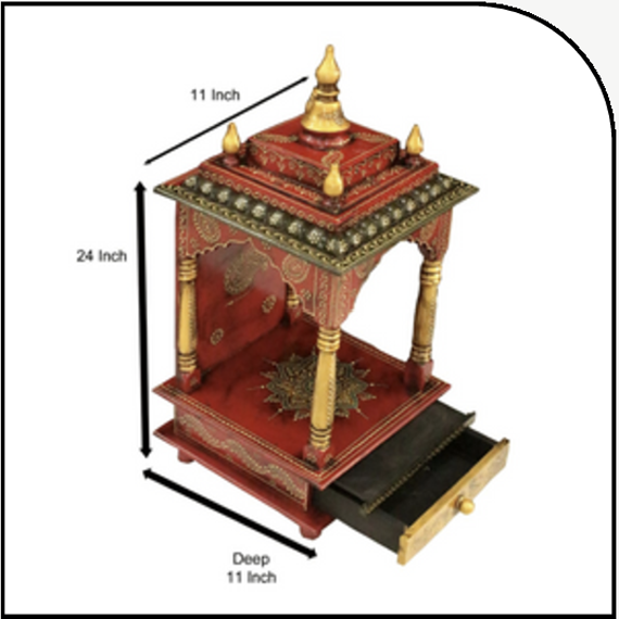 Mandir Temple Colour Emboss 11x11x24 inch