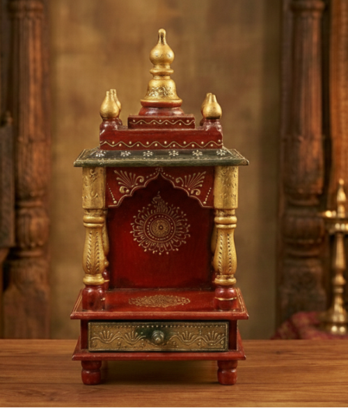 Wooden Tample Madir colour Emboss 8x8x18 inch