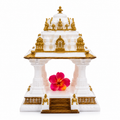 Handcrafted LED Hindu Temple Mandir, White Gold Car Dashboard Office Decor