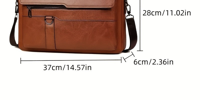 SŪTRA I सूत्र  Men's Vintage Brown Business Briefcase - Adjustable Shoulder Strap, Multiple Compartments, Zippered File Folder Laptop and Tablet Messenger Bag, Suitable for 14-inch Laptops, Men's Crossbody Bag, Perfect for Work Travel, Office Ready