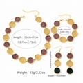 Ethnic Style Women's Jewelry Set Featuring Geometric Pattern Electroplated Metal Necklace With Two Tone Craftsmanship