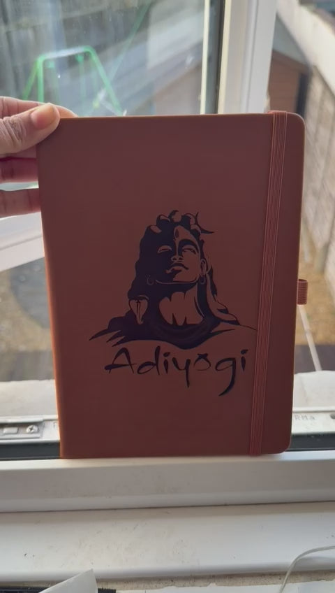A5 Brown Softcover Ruled Notebook with Shiva Adiyogi Spiritual Artwork Journal